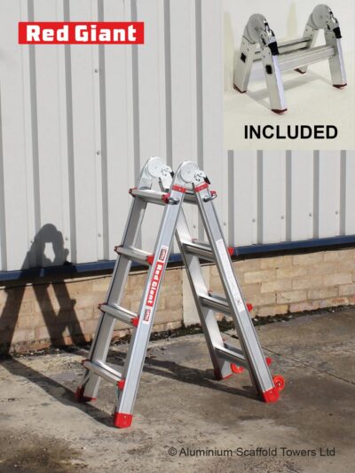 Telescopic Multi Purpose Ladder - 4 Tread (4x4) + Adaptor